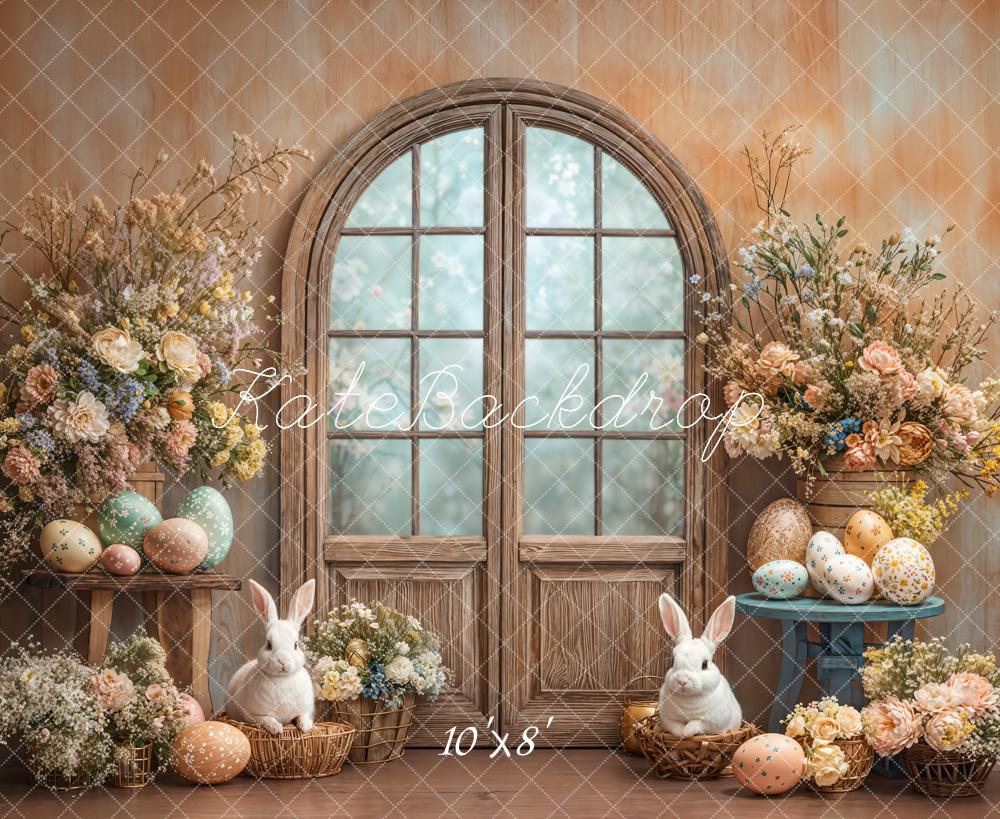 Kate Easter Bunny Flower Arch Vintage Fleece Backdrop Designed by Emetselch -UK