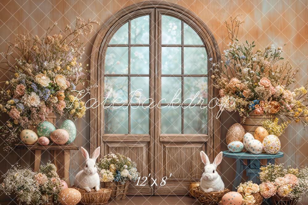 Kate Easter Bunny Flower Arch Vintage Fleece Backdrop Designed by Emetselch -UK