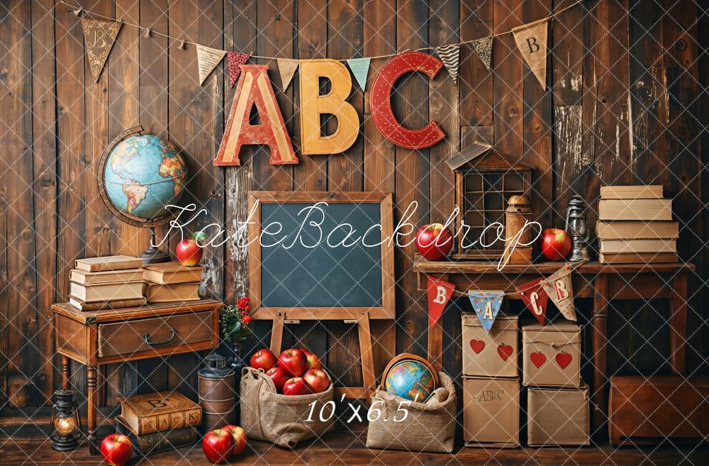 Kate Back to School/Graduation Vintage Wooden Wall Backdrop Designed by Emetselch
