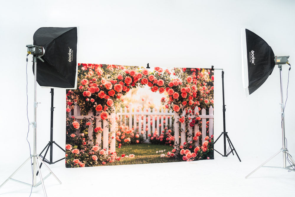 Kate Spring Flower Pink Rose Garden Backdrop Designed by Emetselch -UK