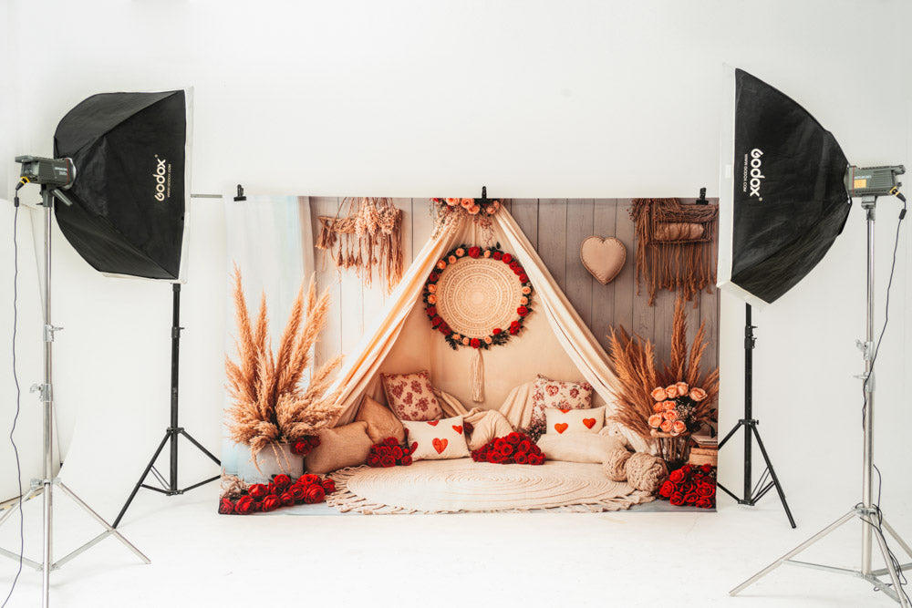 Kate Spring Valentine Boho Romantic Floral Tent Backdrop Designed by Emetselch -UK