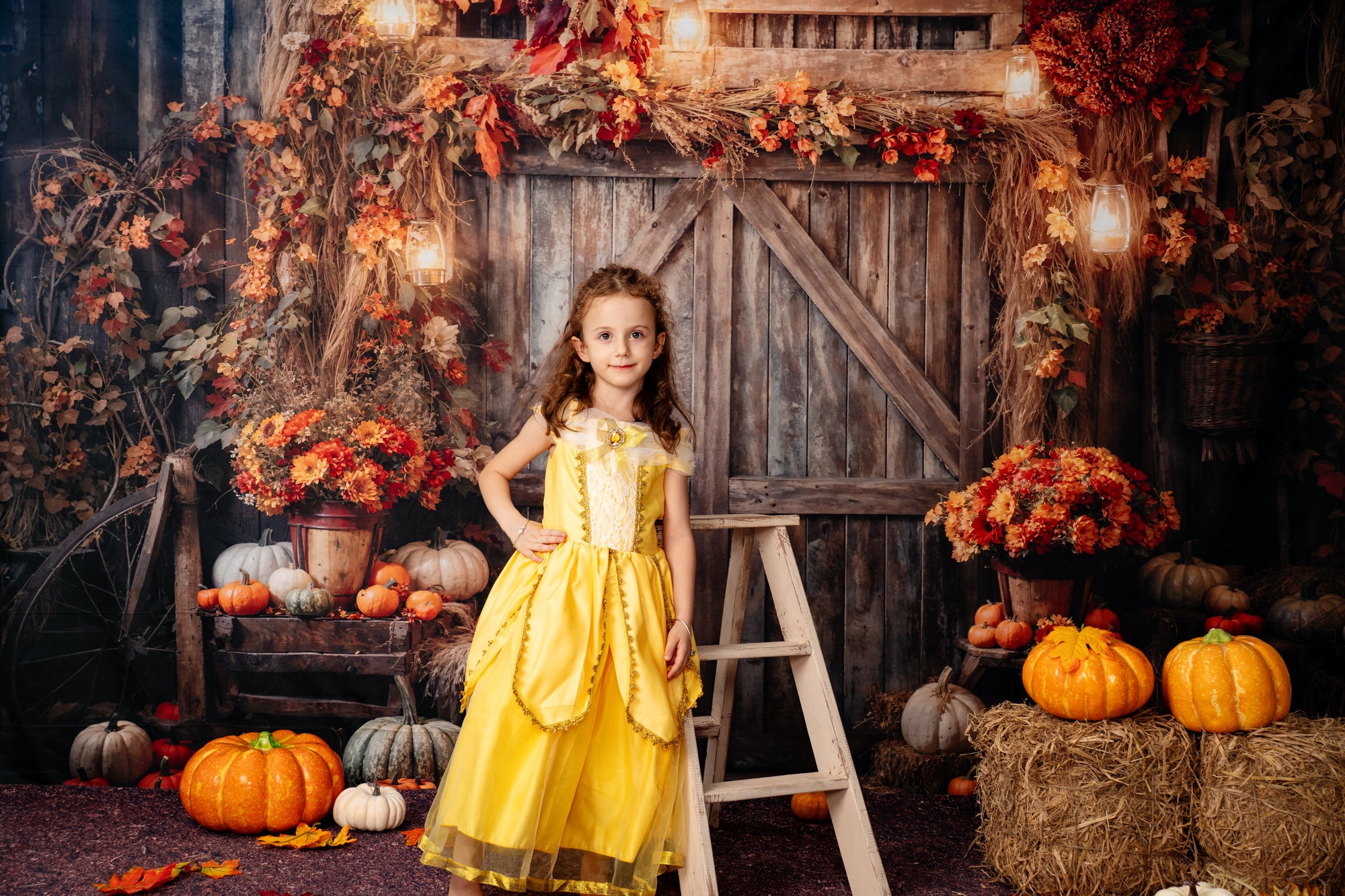 Kate Autumn Leaves Retro Barn Backdrop Designed by Emetselch