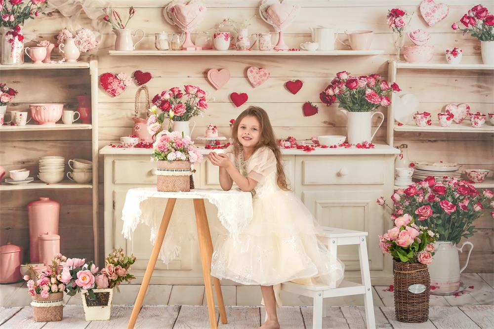 Kate Valentine's Day Beige Kitchen Backdrop Designed by Emetselch -UK