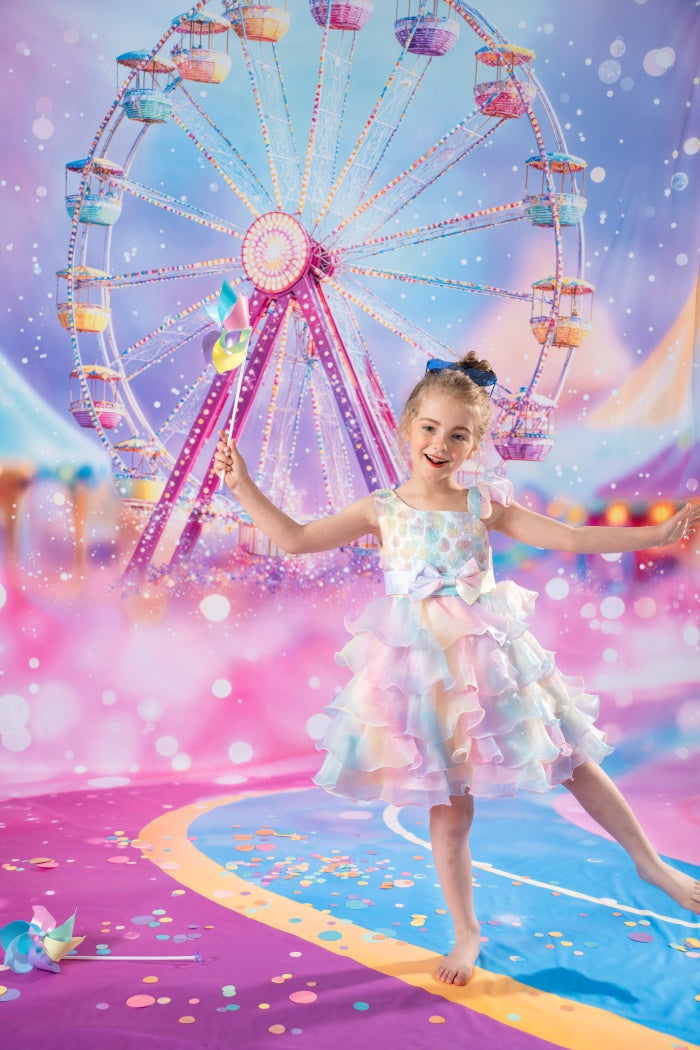 Kate Sweep Carnival Ferris Wheel Pink Backdrop Designed by Emetselch
