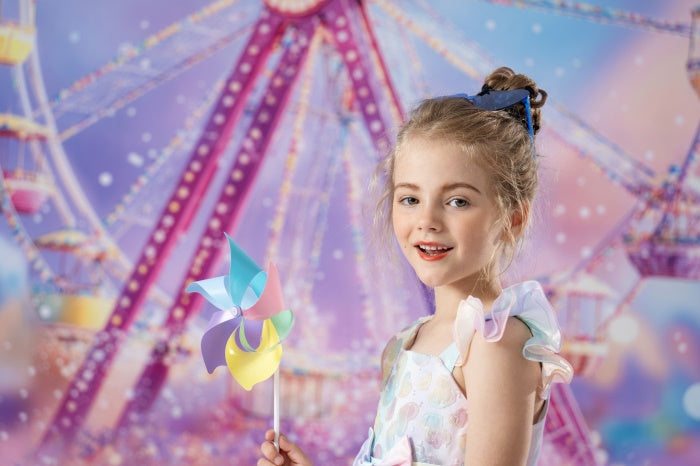 Kate Sweep Carnival Ferris Wheel Pink Backdrop Designed by Emetselch
