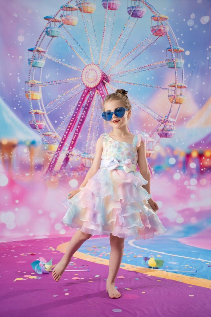 Kate Sweep Carnival Ferris Wheel Pink Backdrop Designed by Emetselch