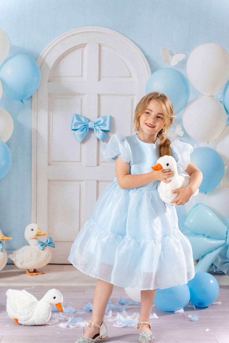 Kate Cake Smash Blue Balloon Ducks Door Backdrop Designed by Emetselch
