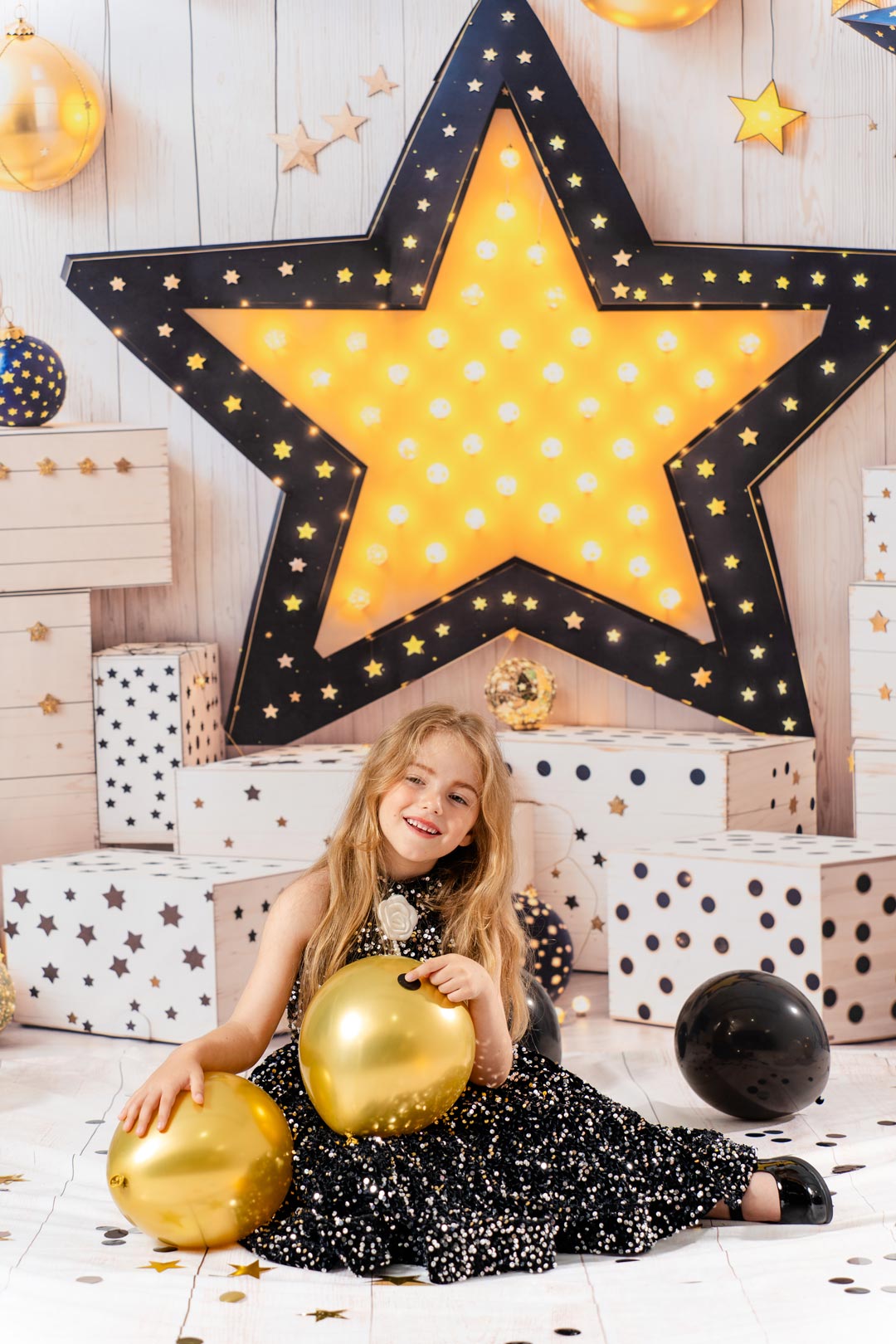 Kate Birthday Star Lights Gift Boxes Wall Backdrop Designed by Emetselch