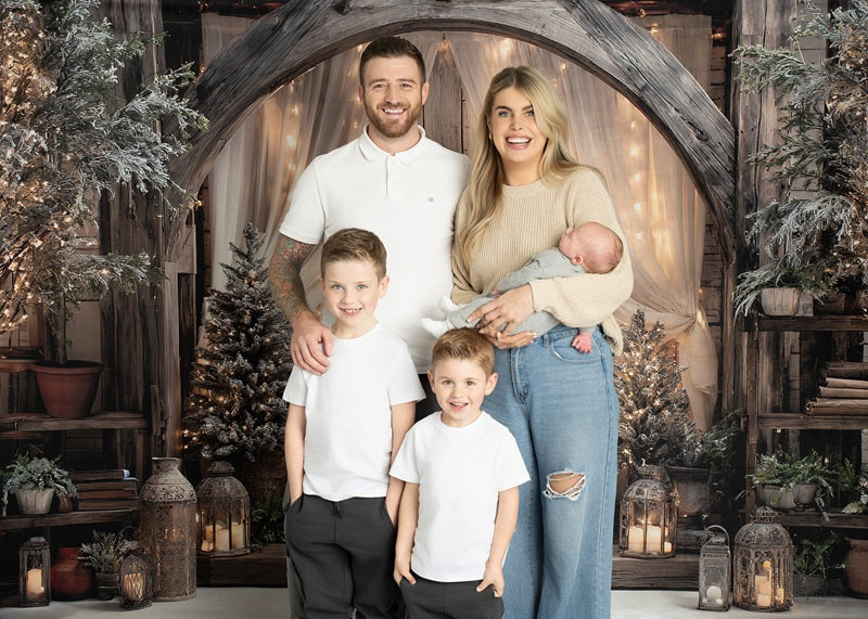 Kate Christmas Wooden Arch Fairy Lights Backdrop Designed by Ashley Paul