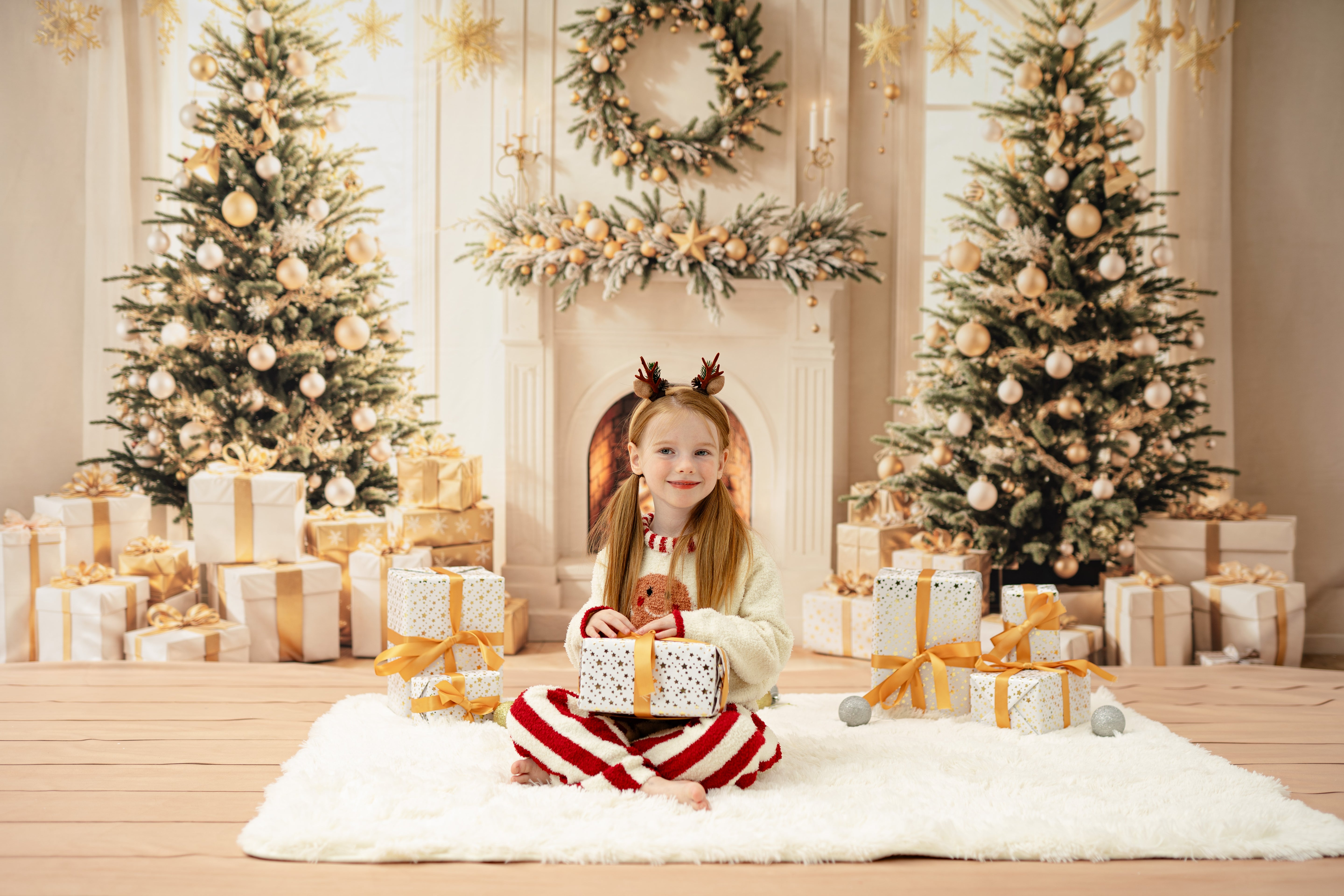 Lightning Deals Kate Christmas Tree Fireplace Wreath Gifts Backdrop Designed by Emetselch -UK