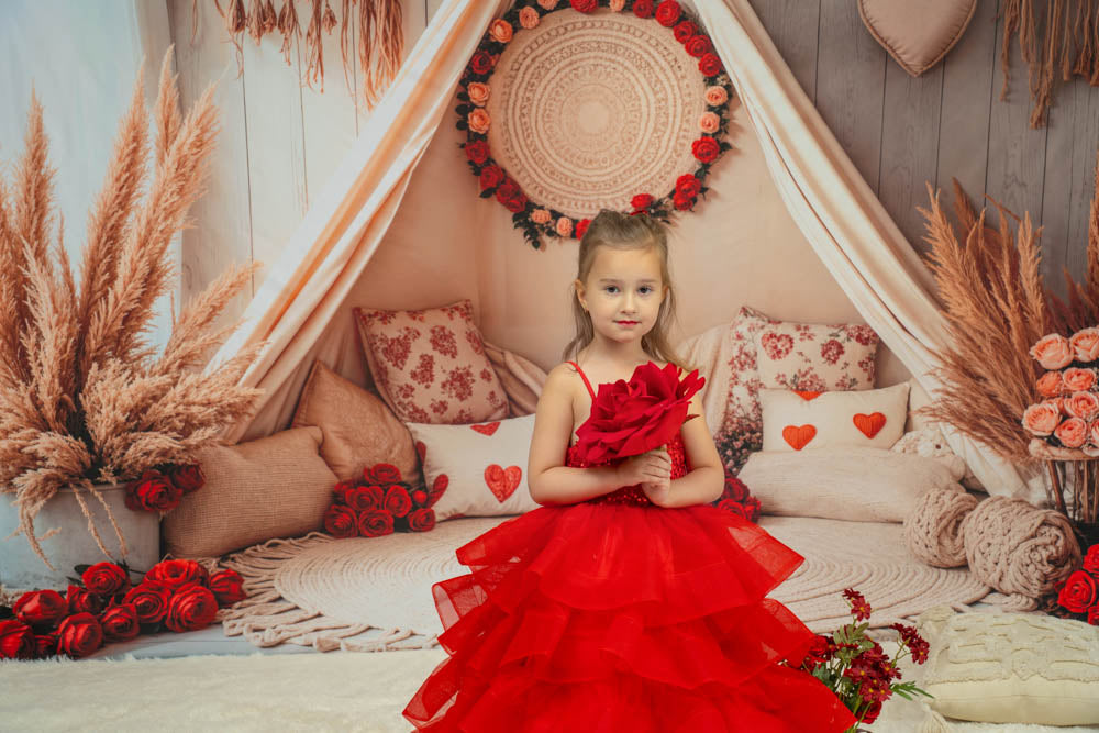 Kate Spring Valentine Boho Romantic Floral Tent Backdrop Designed by Emetselch -UK