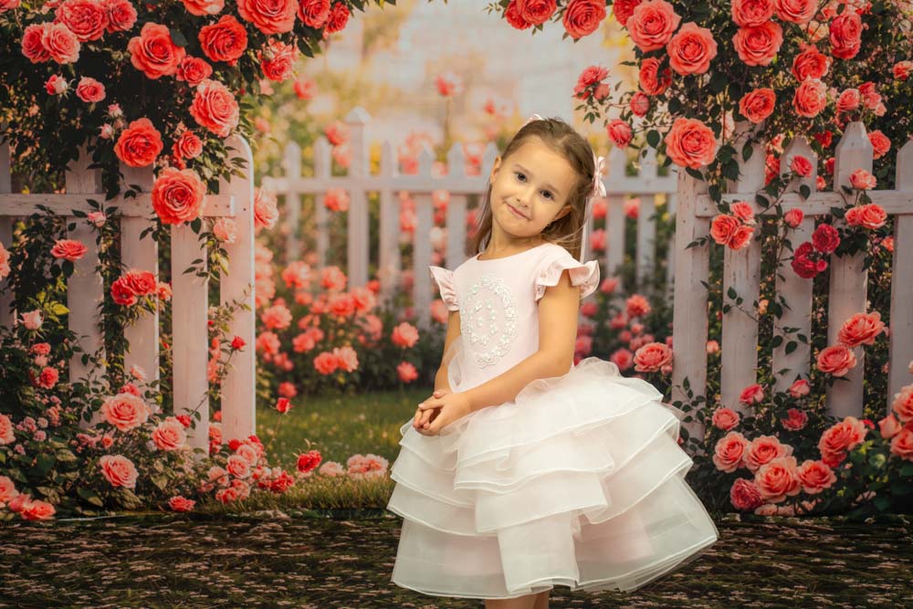 Kate Spring Flower Pink Rose Garden Backdrop Designed by Emetselch -UK