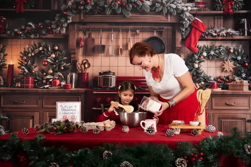 Kate Christmas Kitchen Cabinet Garland Backdrop Designed by Emetselch