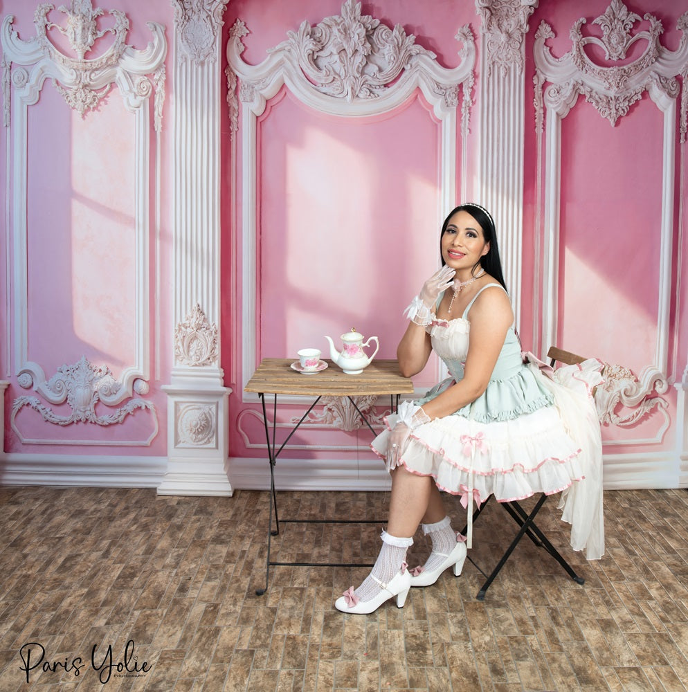 Kate Elegant Pink Vintage Wall Sunlight Fleece Backdrop Designed by Emetselch -UK