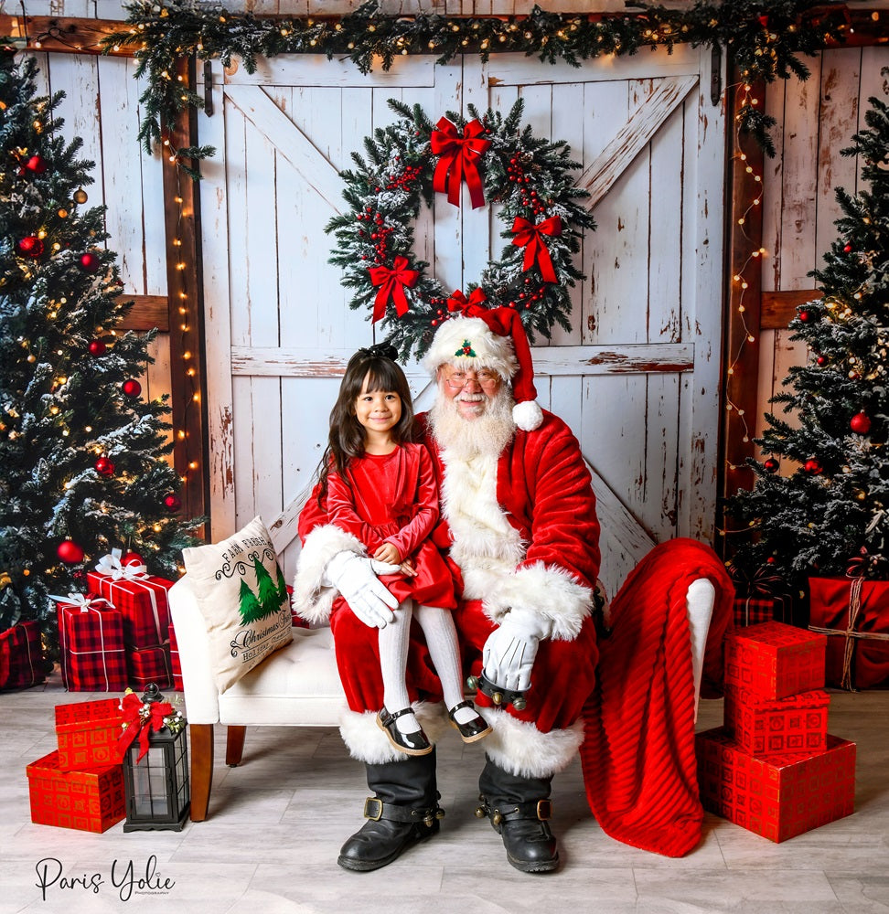 Lightning Deals Kate Christmas Tree White Barn Door Backdrop Designed by Emetselch -UK