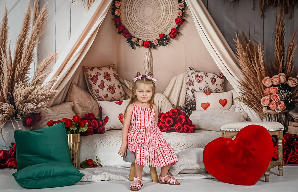 Kate Spring Valentine Boho Romantic Floral Tent Backdrop Designed by Emetselch -UK