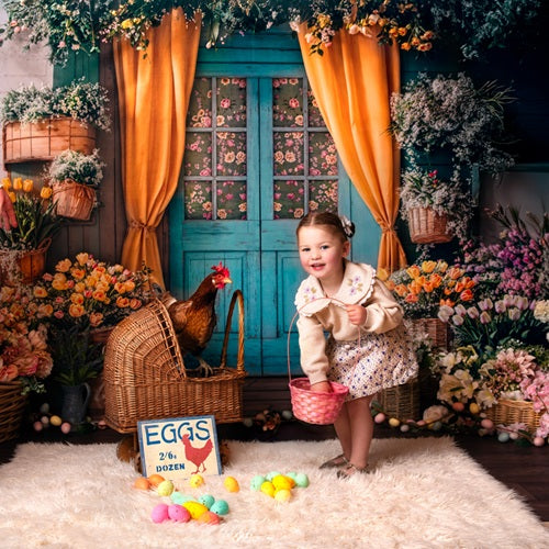 Kate Easter Floral Door Curtain Backdrop Designed by Emetselch -UK