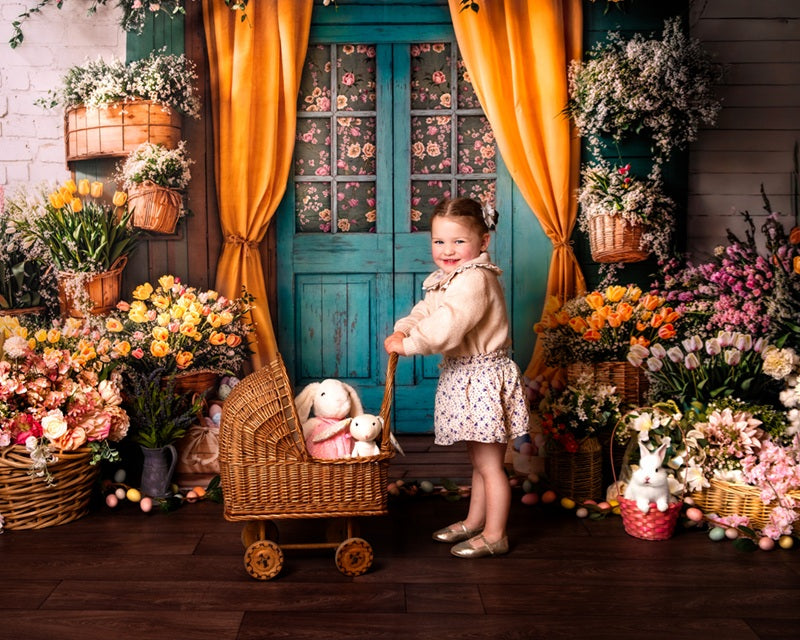 Kate Easter Floral Door Curtain Backdrop Designed by Emetselch -UK