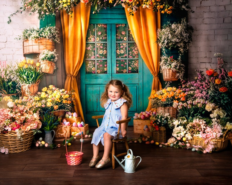 Kate Easter Floral Door Curtain Backdrop Designed by Emetselch -UK