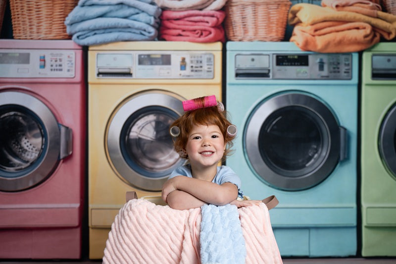 Kate Laundry Day Colorful Washing Machine Backdrop Designed by Chain Photography -UK