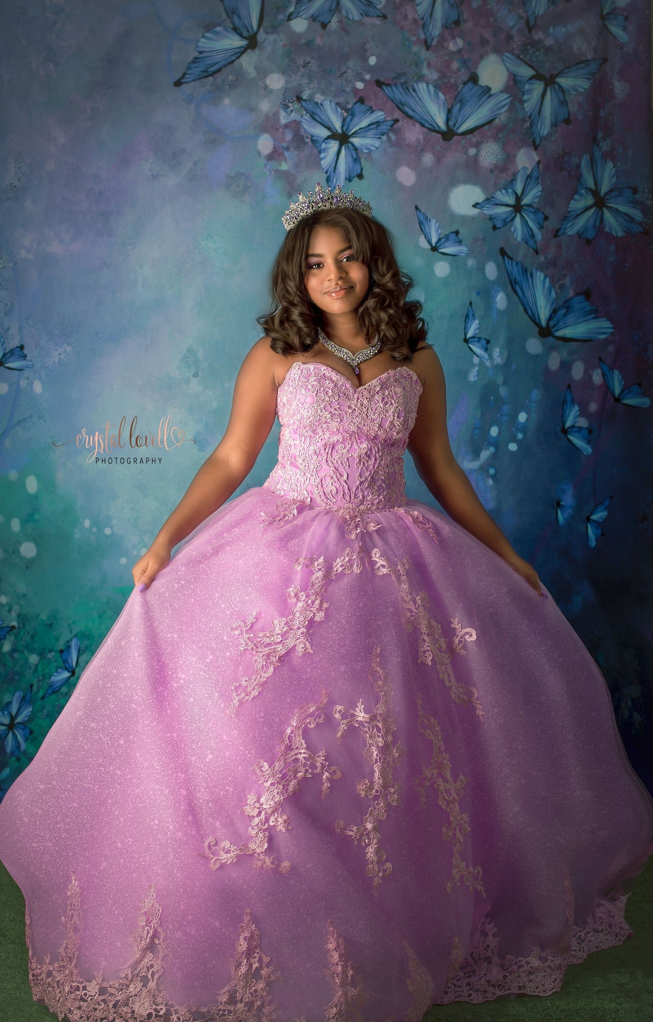 Kate Fine Art Backdrop Blue Flowers with Butterflies Designed by GQ -UK