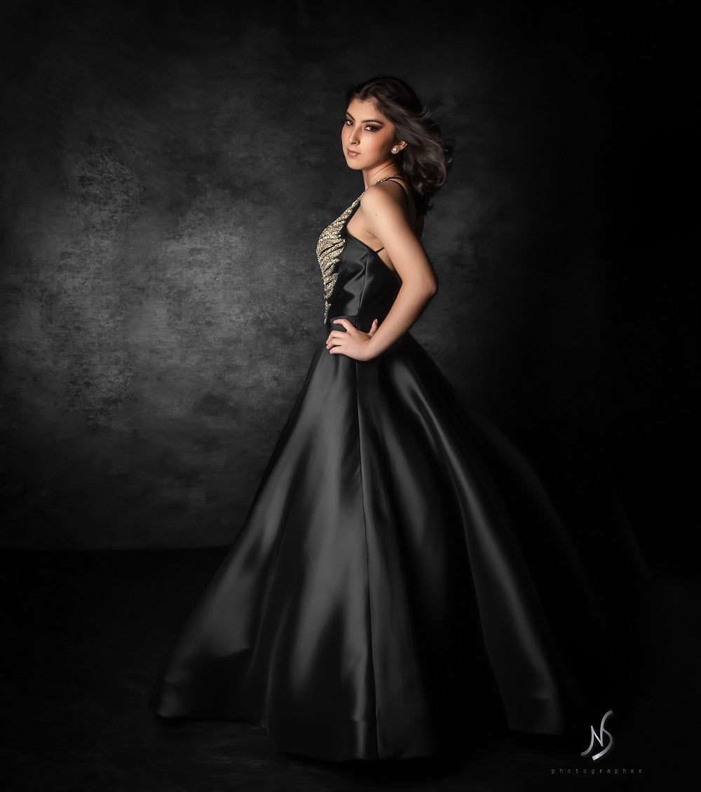 Kate Dark Black Backdrop Retro Texture Abstract Background for Photographer Portrait Photo -UK