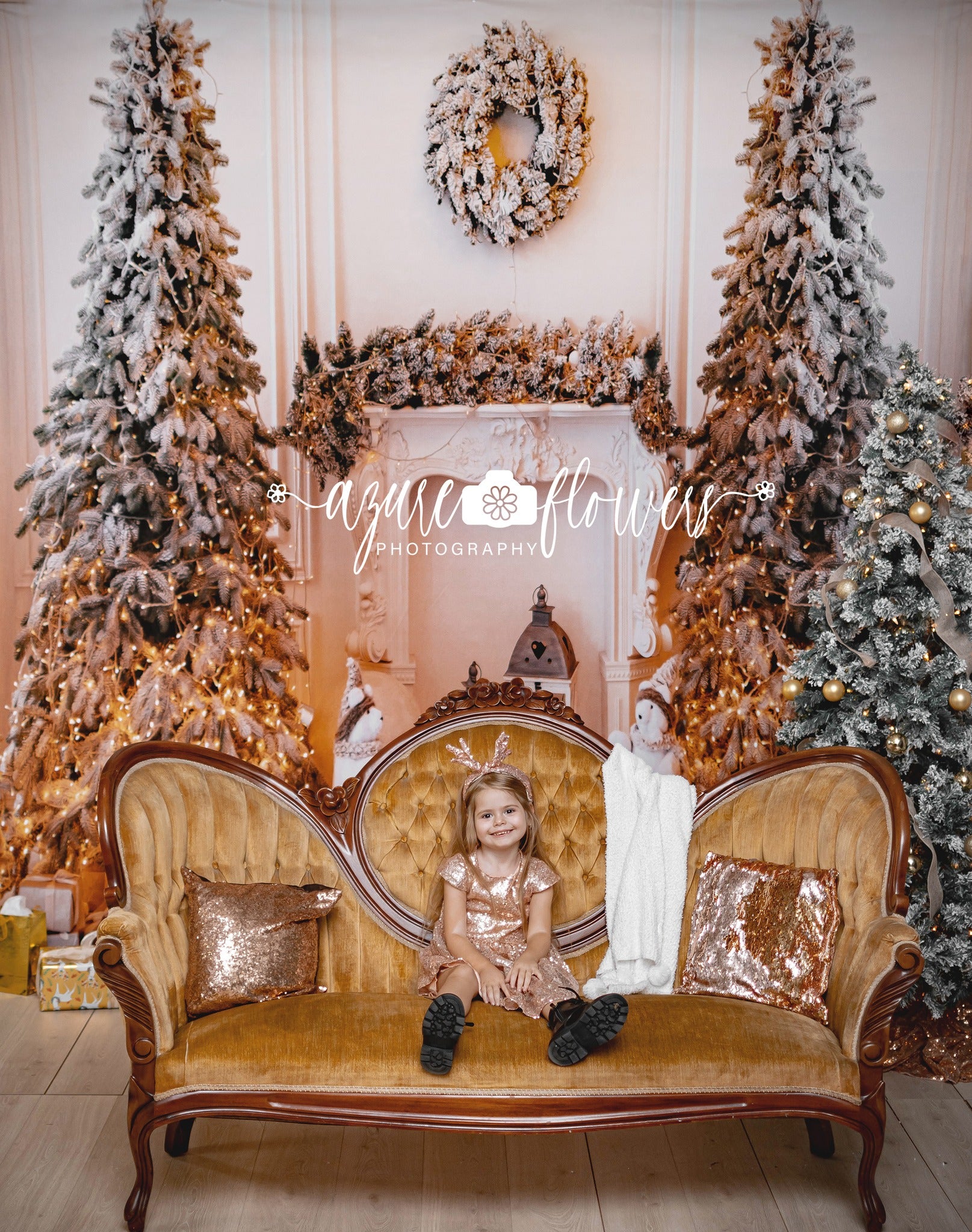 Kate Christmas White Fireplace Backdrop for Photography -UK