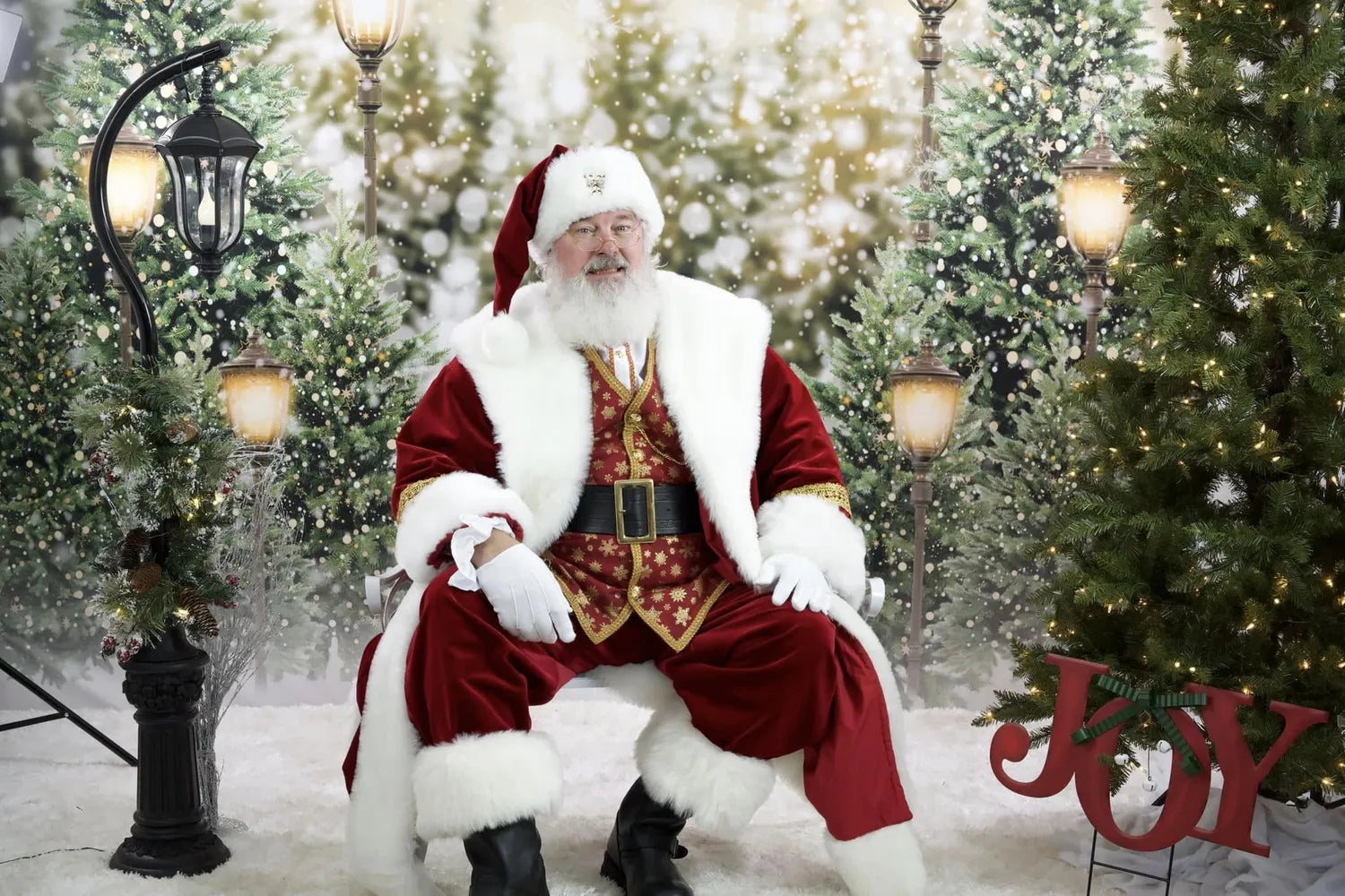 Kate Christmas Snow Forest Lights Fleece Backdrop for Photography -UK