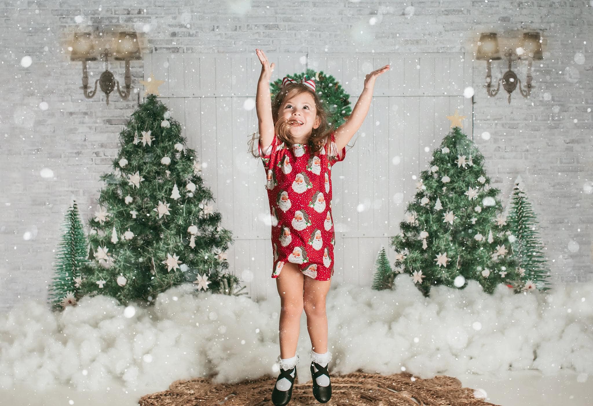 Kate Christmas Backdrop White Door Christmas Trees Designed by Emetselch -UK