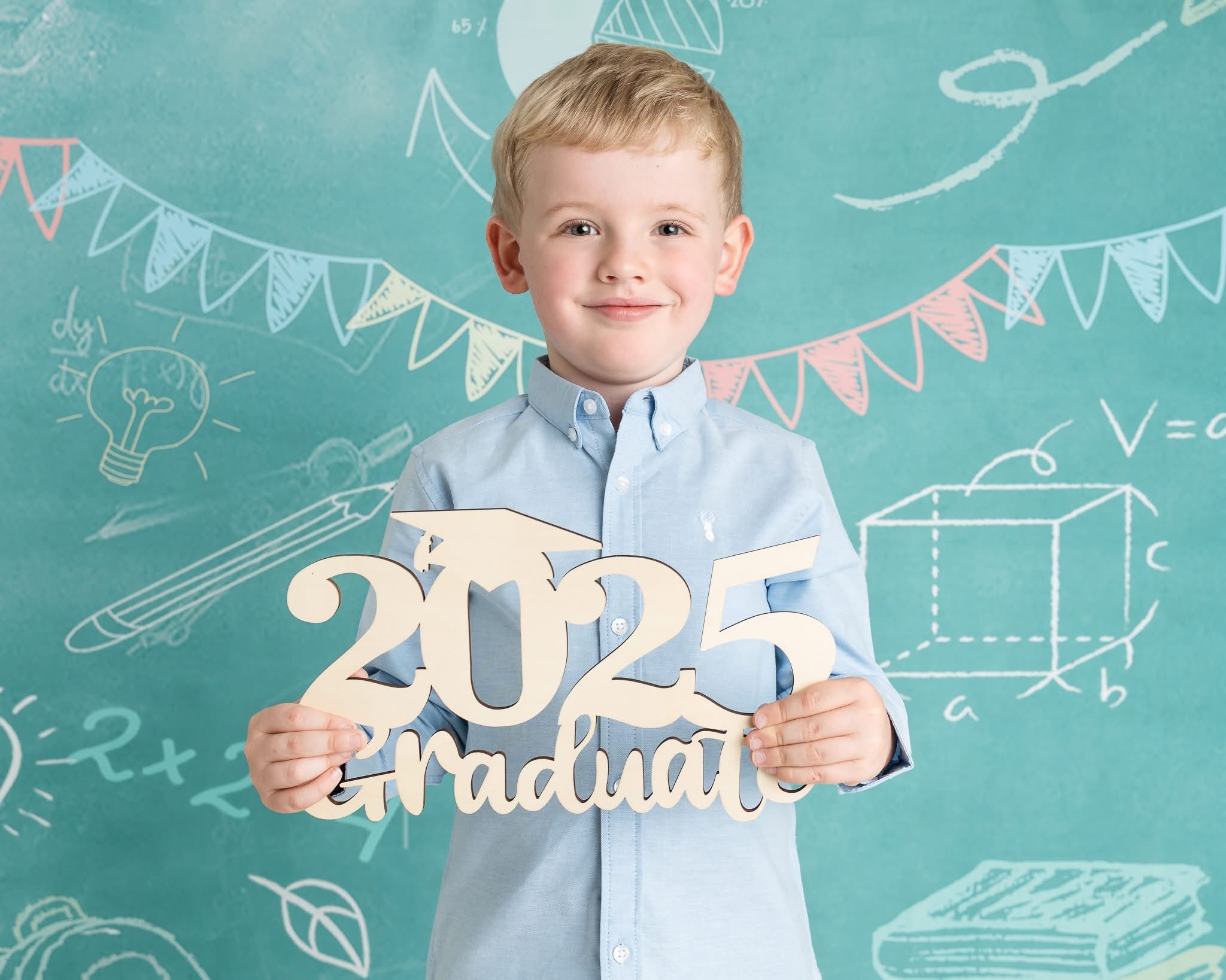 Kate Back to School Backdrop Green Blackboard Designed by Chain Photography