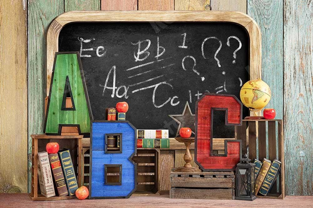 Kate Back to School Summer Blackboard Colorful ABC Fleece Backdrop -UK