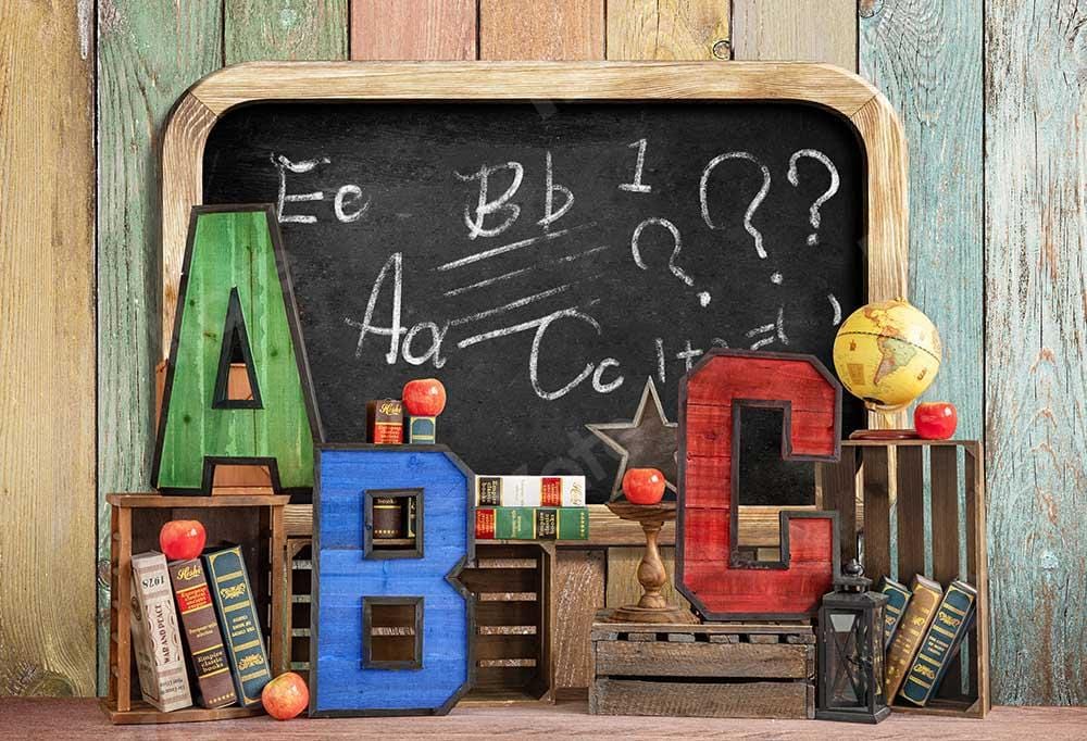 Kate Back to School Summer Blackboard Colorful ABC Fleece Backdrop -UK