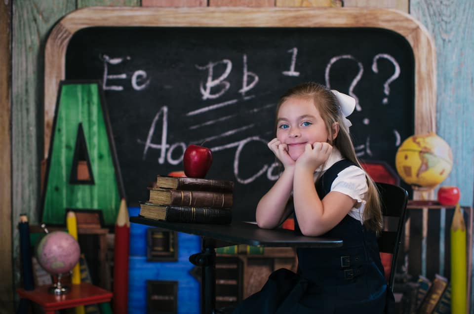 Kate Back to School Summer Blackboard Colorful ABC Fleece Backdrop -UK