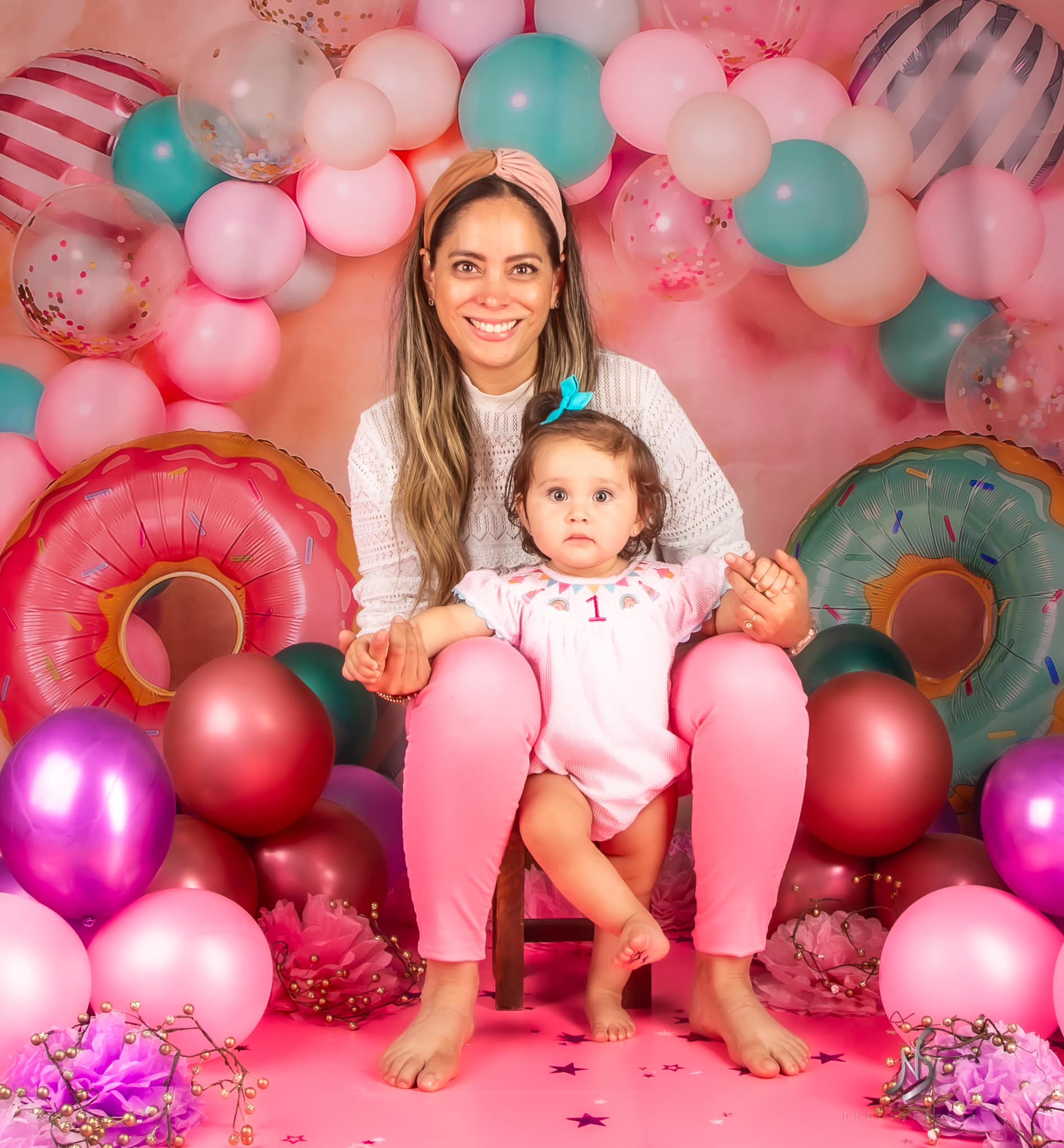 Kate Children Cake Smash Donut Balloons Backdrop Designed by Emetselch -UK