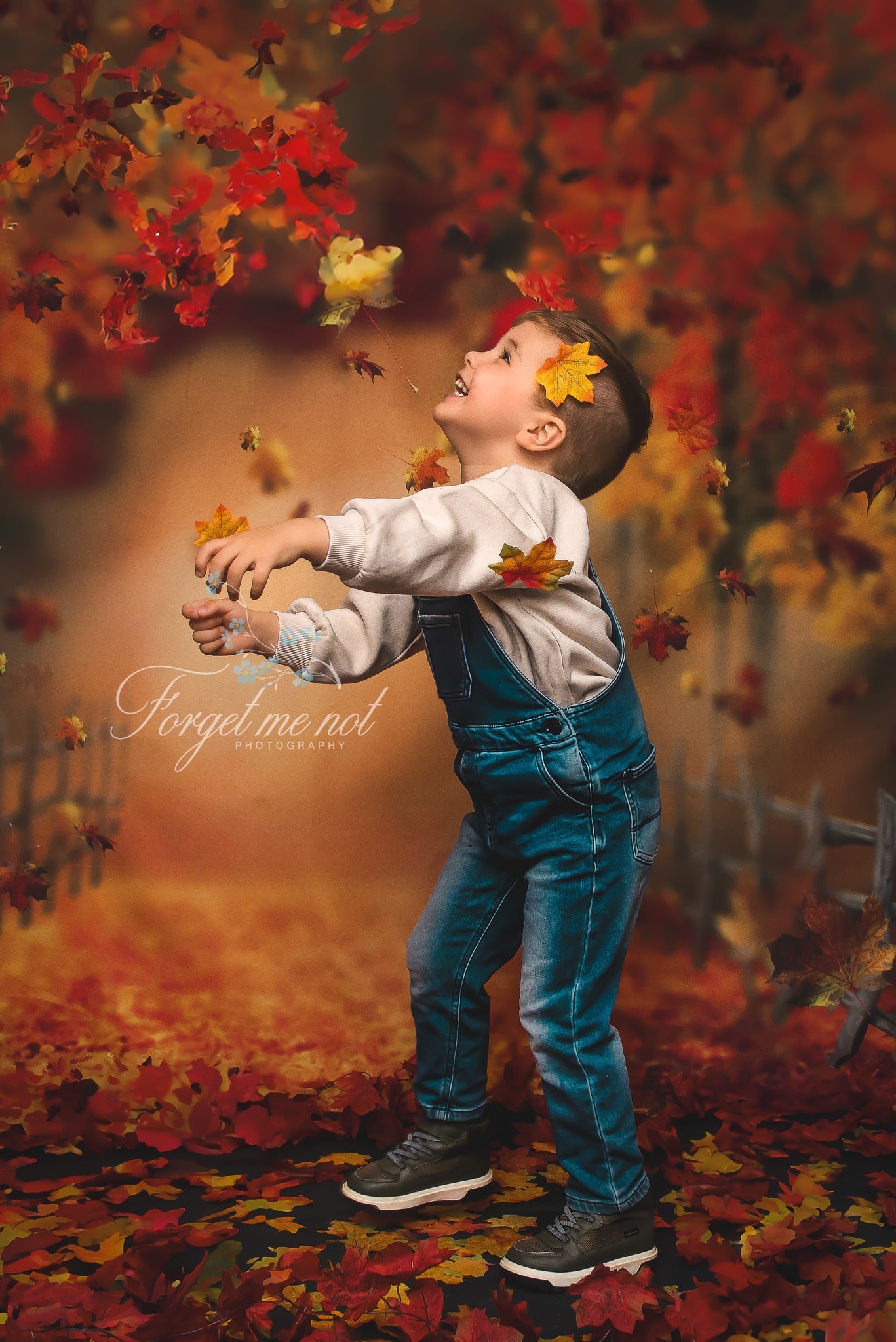 Kate Autumn Forest Leaves Backdrop Designed by Chrissie Green -UK