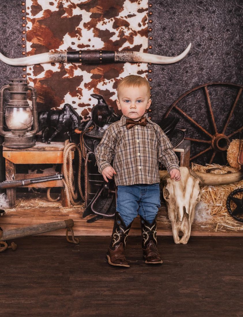 Kate Cake Smash Wild West Fleece Backdrop Designed by Arica Kirby -UK