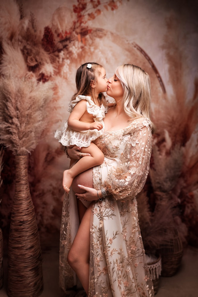 Kate Boho Beige Pampes Foral Arch Backdrop Designed by Emetselch -UK