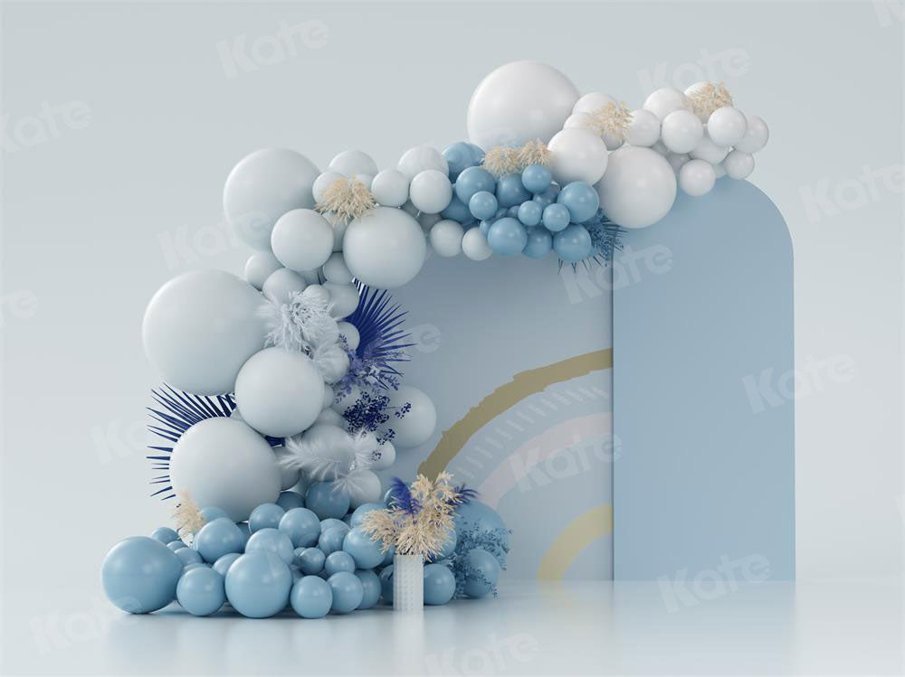 Kate Boho Balloons Fleece Backdrop Blue Cake Smash Designed by Uta Mueller Photography -UK