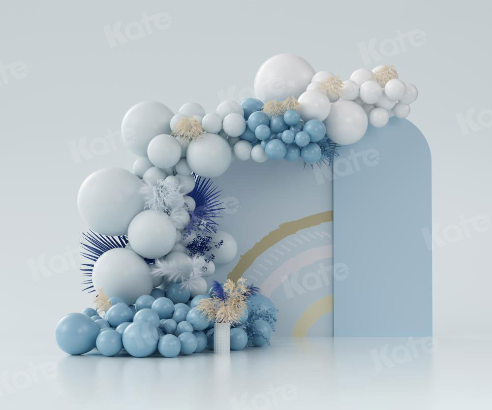 Kate Boho Balloons Fleece Backdrop Blue Cake Smash Designed by Uta Mueller Photography -UK