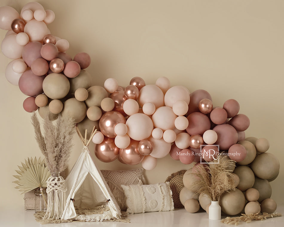 Kate Boho Balloons Tent Spring Fleece Backdrop Designed by Mandy Ringe Photography -UK