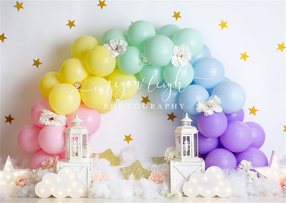 Lightning Deals Kate Dream Balloon Rainbow Backdrop Designed by Megan Leigh Photography -UK