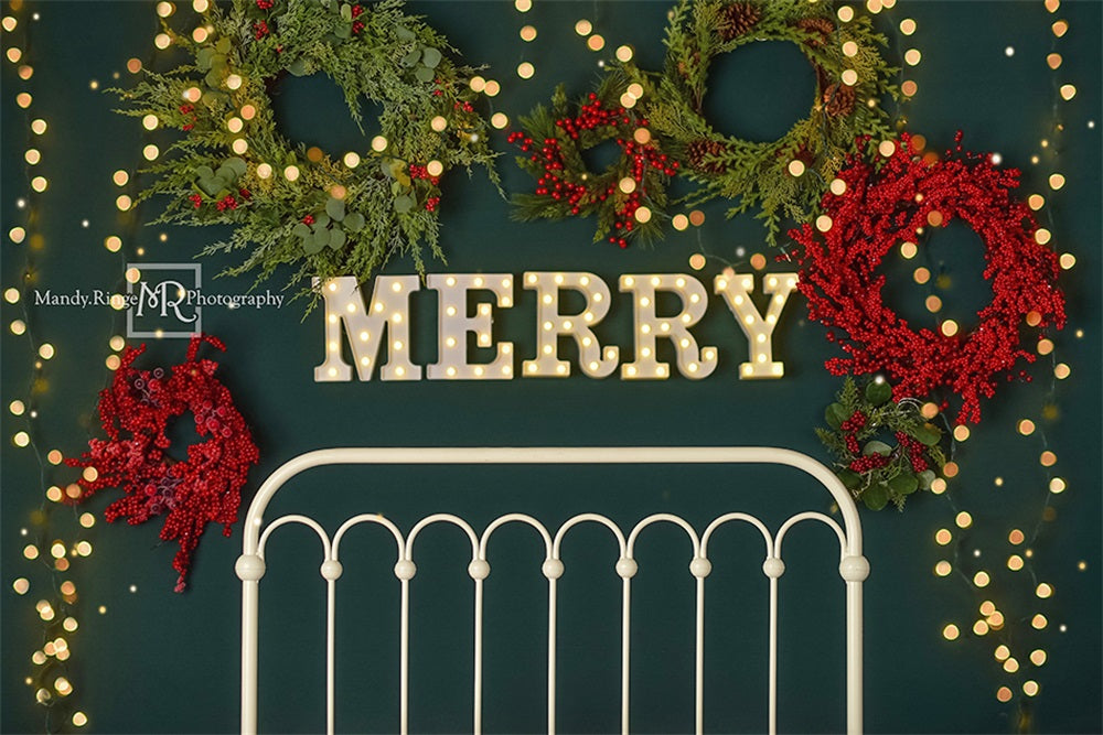 Kate Merry Christmas Fleece Backdrop Sparkle Headboard Designed By Mandy Ringe Photography -UK