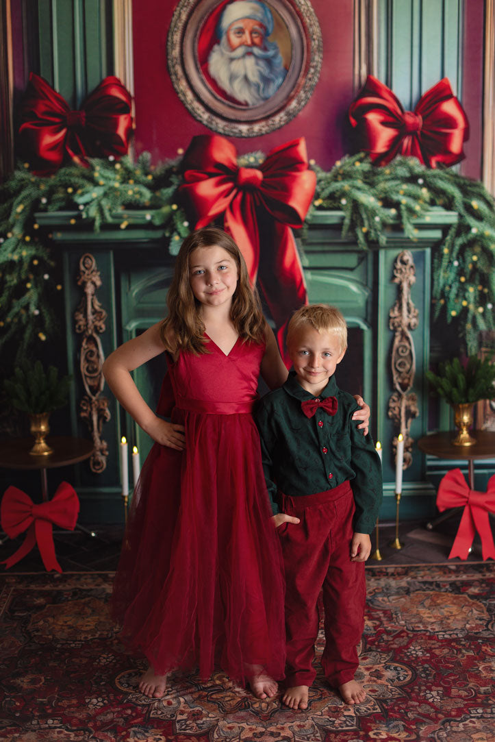 Kate Christmas Elegant Santa Living Room Photo Kits Photography Backdrops&Props Themed Bundle -UK