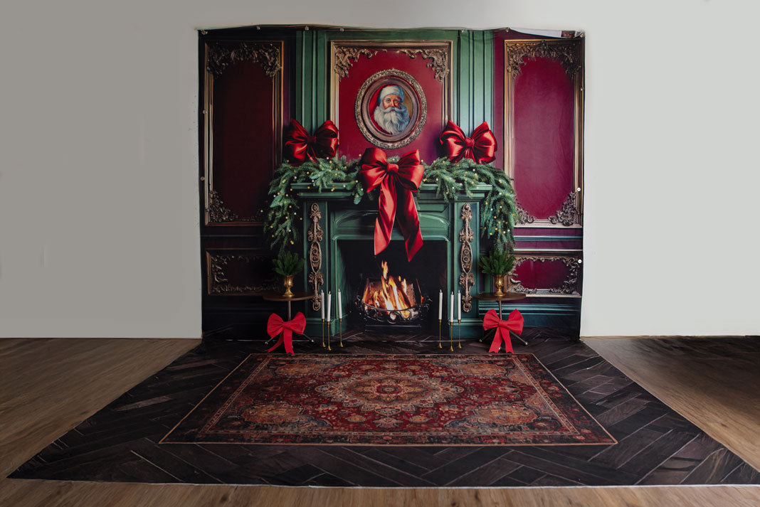Kate Christmas Elegant Santa Living Room Photo Kits Photography Backdrops&Props Themed Bundle -UK