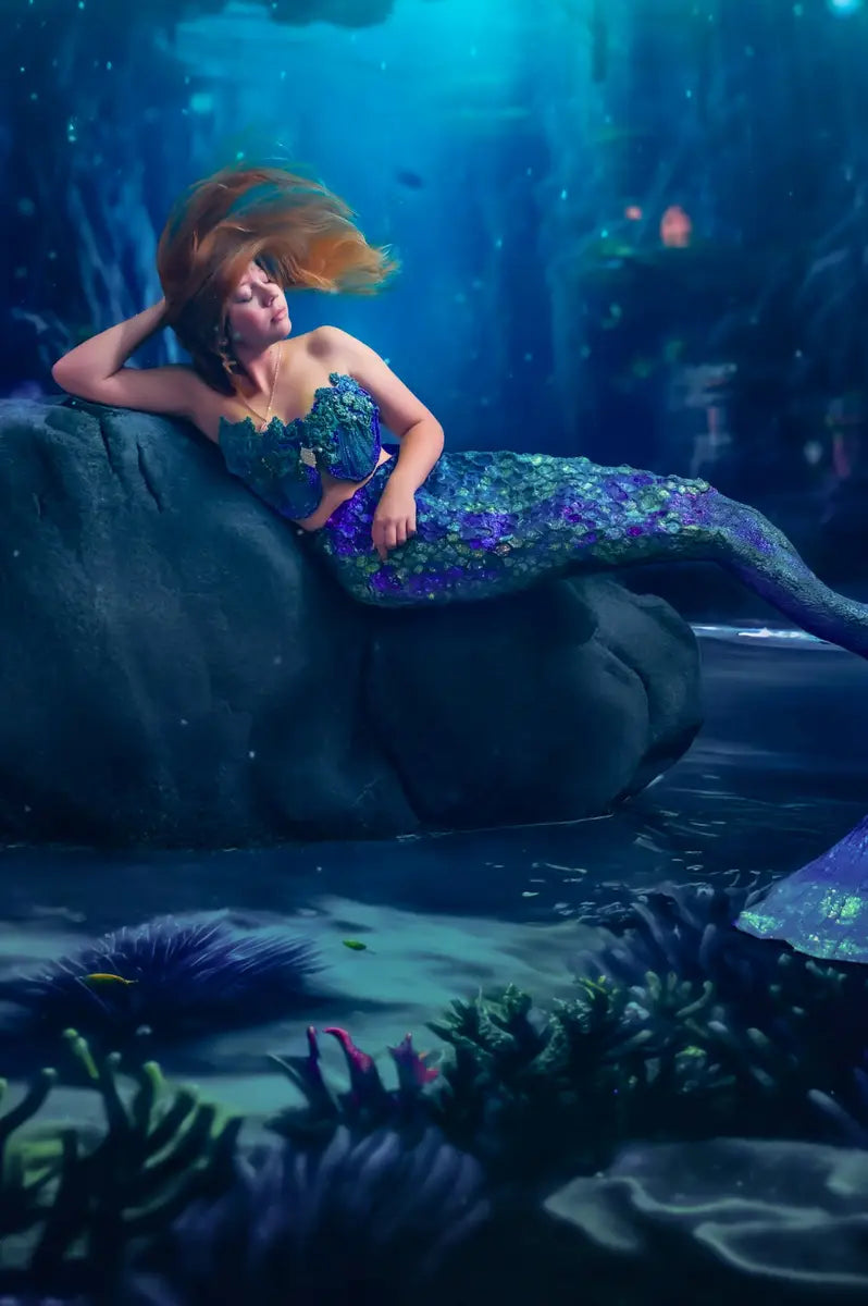 Kate Summer Underwater Backdrop+Mermaid Cave Floor Backdrop