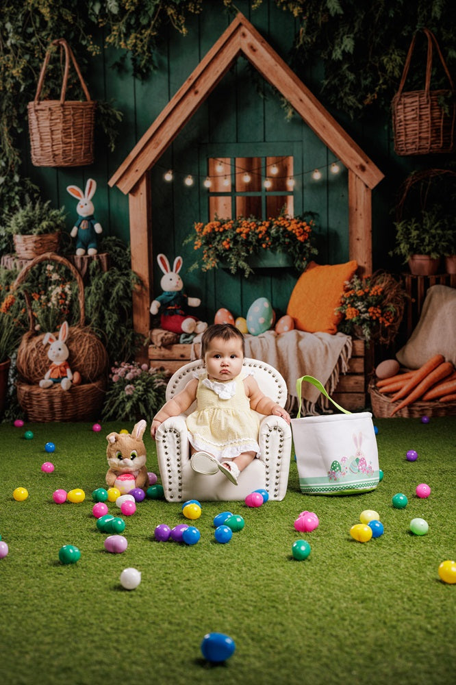 Kate Easter Bunny House Basket Blanket Backdrop Designed by Emetselch -UK