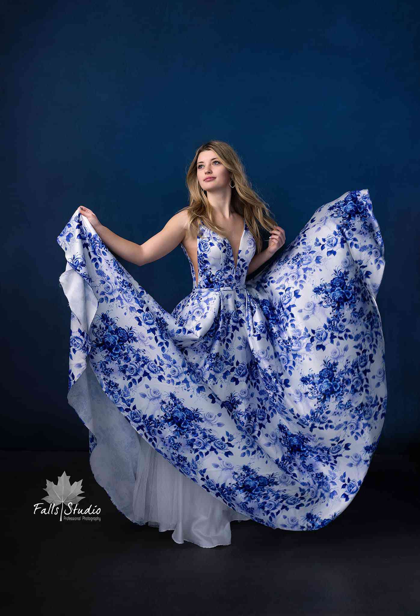 Kate Dark Cold Blue Abstract Texture Backdrop for Portrait Photography -UK