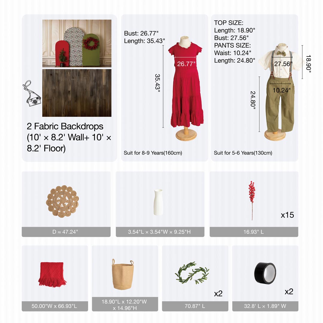Kate Cozy Boho Christmas Photo Kit Photography Backdrops&Props Themed Bundle -UK