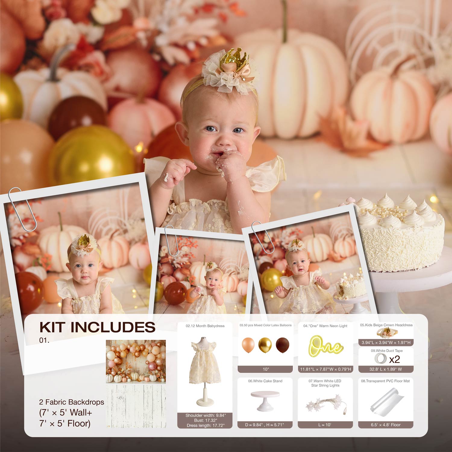 Kate Boho Pumpkins Cake Smash Photo Kit -UK