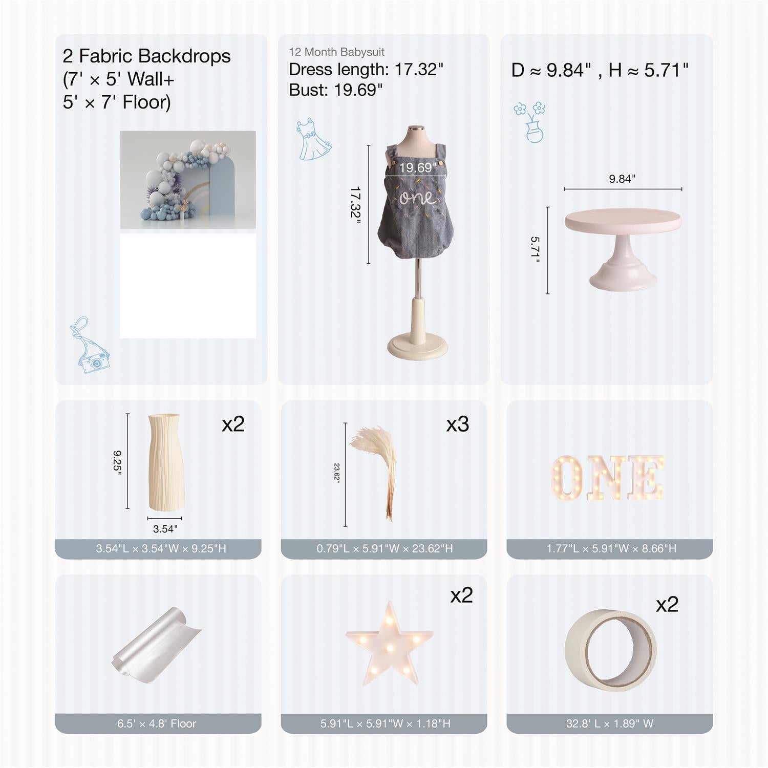 Kate Blue Boho Cake Smash Photo Kit -UK